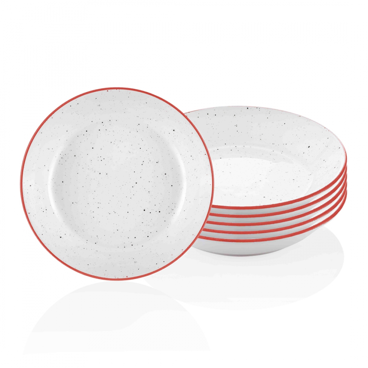 Dots Yemek Tabağı - 6lı Set 20 Cm - Kırmızı