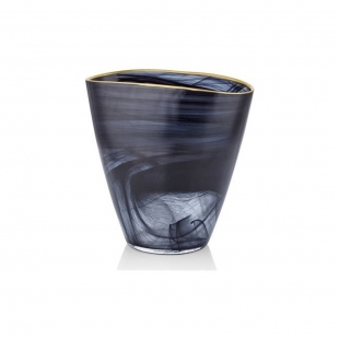 Siyah Altın Rim Vazo 19 cm