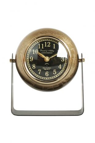 Vintage Globe Gold Ayaklı Masa Saati - 23 cm