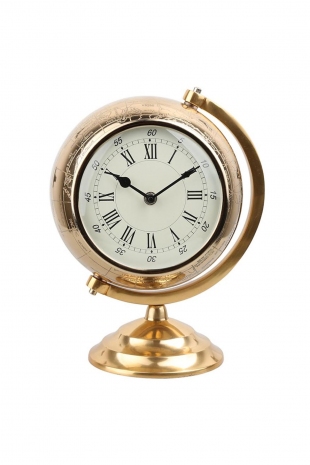 Vintage Gold Globe Masa Saati - 25 cm