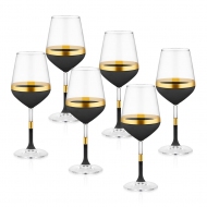 Glow Şarap Kadehi 6lı Set Siyah & Gold
