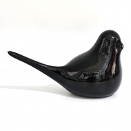 Siyah Cam Kuş Dekor 7x13 cm