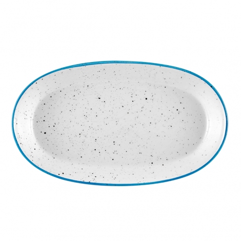 Dots Oval Servis Krem- 26 cm 2 Li Set - Mavi