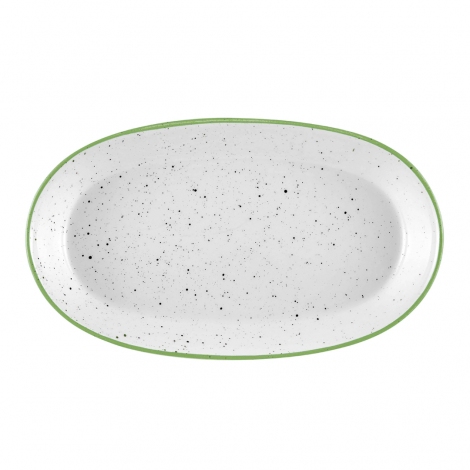 Dots Oval Servis Krem- 26 cm 2 Li Set - Yeşil