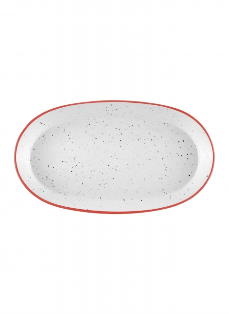 Dots Oval Servis Krem - 29 cm 2 Li Set - Kırmızı