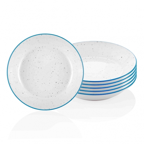Dots Yemek Tabağı - 6lı Set 20 cm - Mavi
