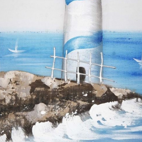 Pera Mavi Deniz Feneri Dekoratif Tablo 50x100 cm