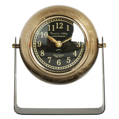 Vintage Globe Gold Ayaklı Masa Saati - 23 cm