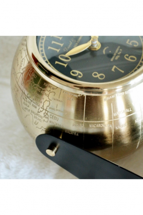 Vintage Globe Gold Ayaklı Masa Saati - 23 cm