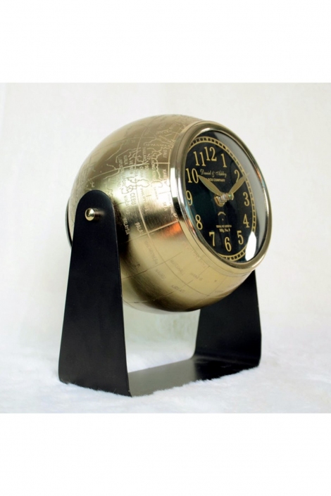 Vintage Globe Gold Ayaklı Masa Saati - 23 cm