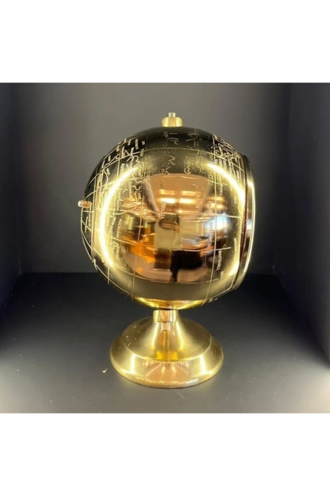Vintage Gold Globe Masa Saati - 25 cm